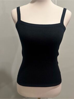 Life Silk Black Blend Square Neck Tank Top | Size Small